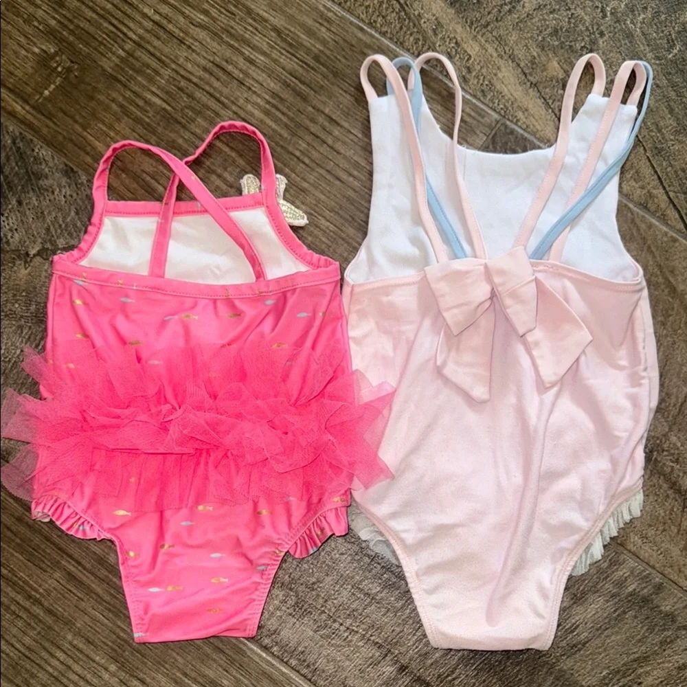 Pink Mermaid Sparkly Little Girls Swimsuit - Picture 5 of 5